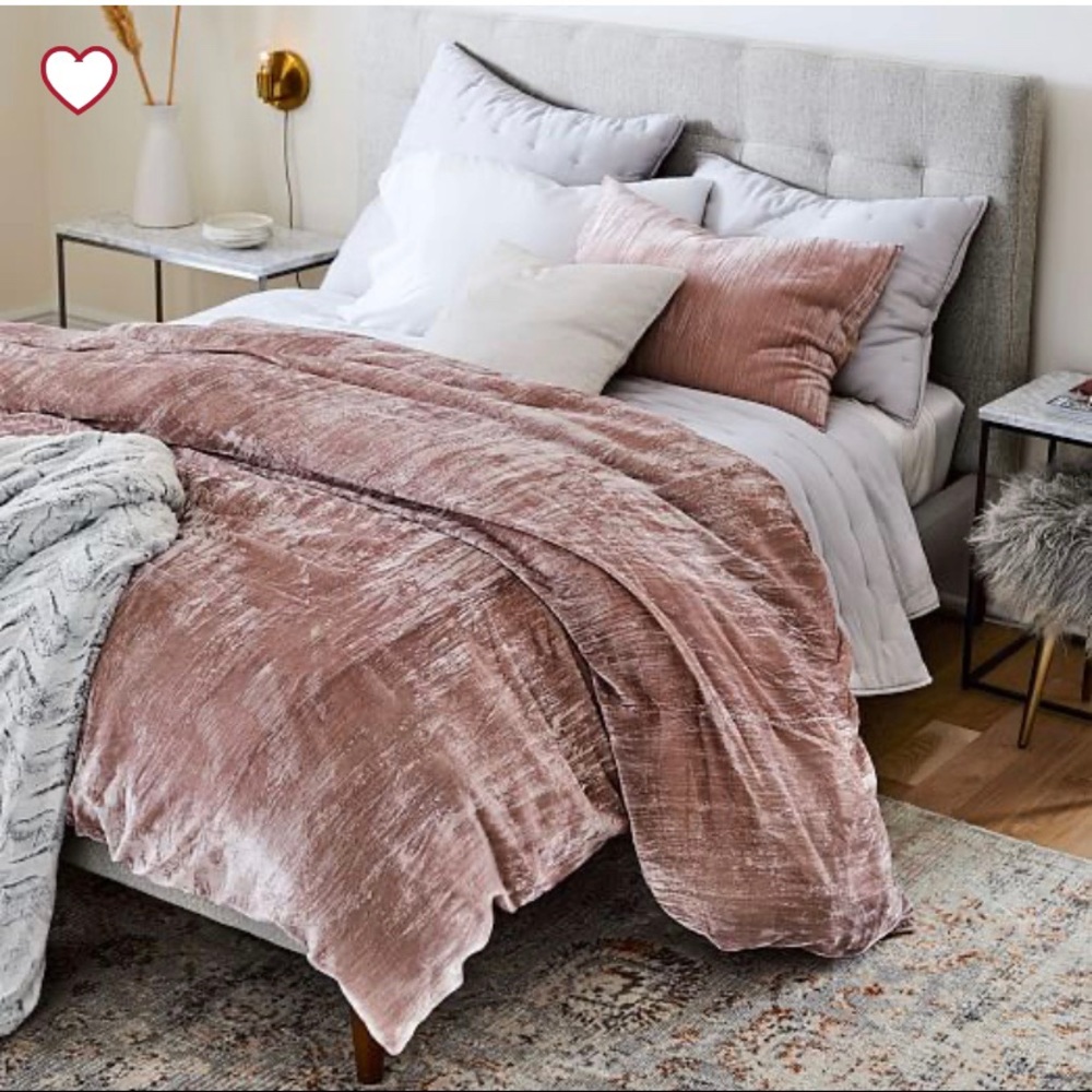 WEST ELM VELVET DUVET COVER AND SHAMS